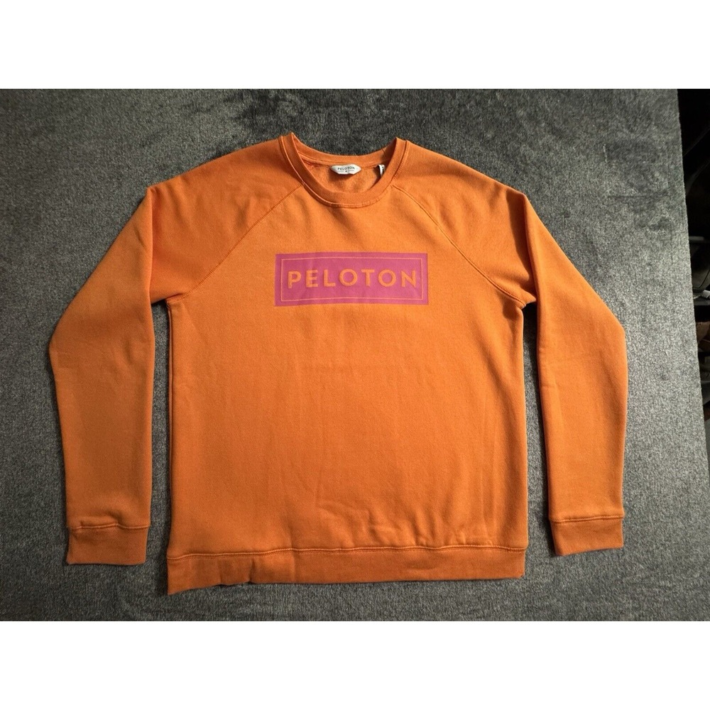 PELOTON Size Medium Orange‎ Pink Block Classic Crewneck Pullover Sweatshirt